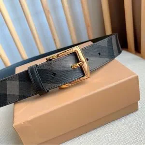 Burberry Men's Checkered Belt Factory Sale Clothing